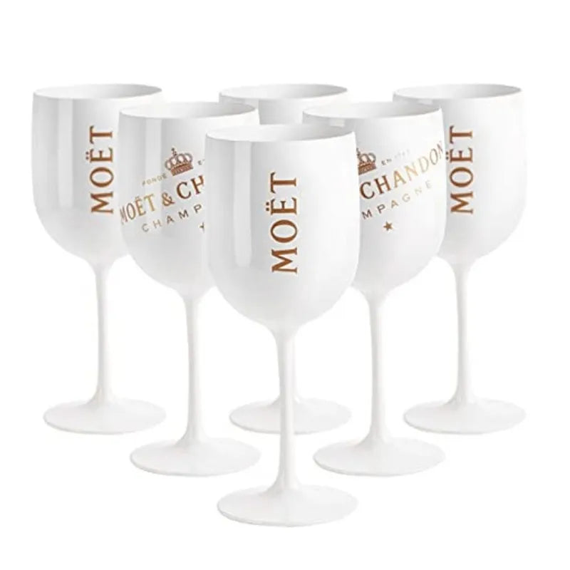 500ml Moet Champagne Flutes Glasses Plastic Wine Glasses Dishwasher-safe White Acrylic Champagne Glass Transparent Wine Glass