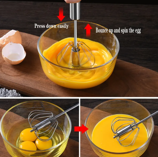 Hand Pressure Semi-automatic Egg Beater Stainless Steel Kitchen Accessories Tools Self Turning Cream Utensils Whisk Manual Mixer