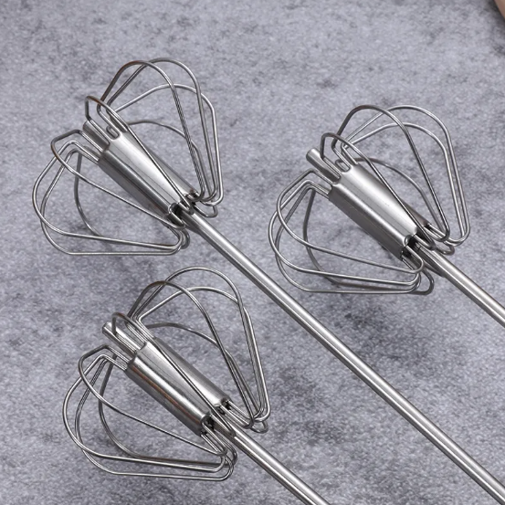 Hand Pressure Semi-automatic Egg Beater Stainless Steel Kitchen Accessories Tools Self Turning Cream Utensils Whisk Manual Mixer